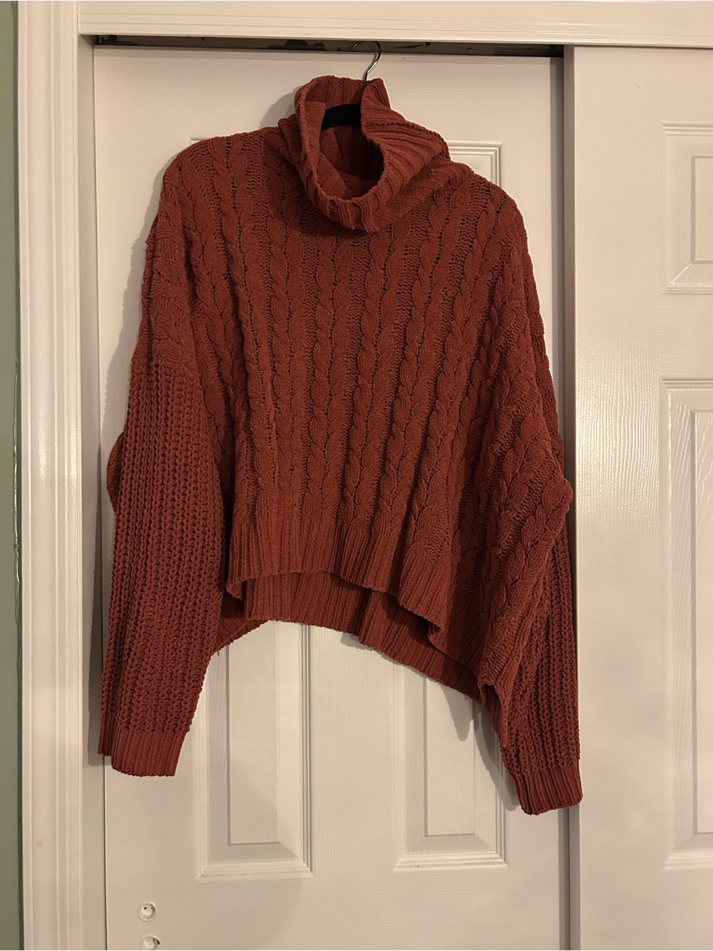 POL Rust Cable Turtleneck Sweater